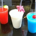 Photo of blue, red and white cocktails